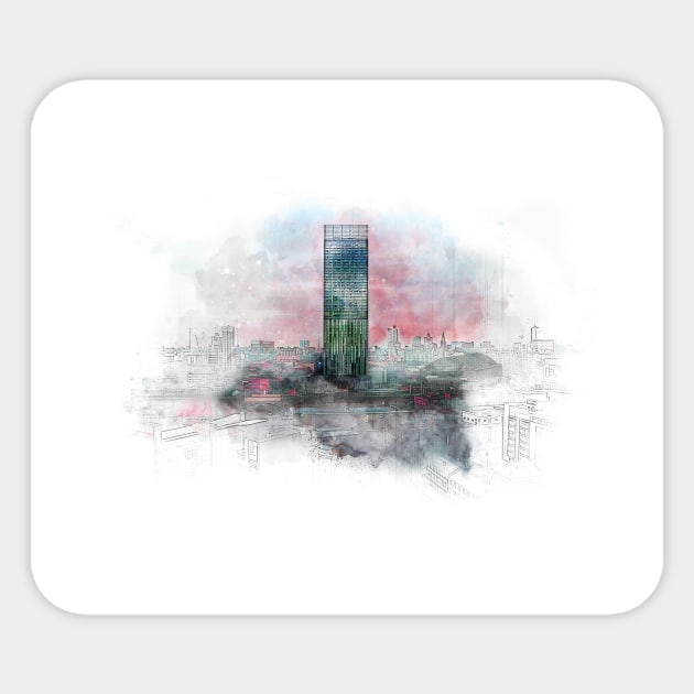 Manchester City Skyline Sticker by Phil Shelly Creative